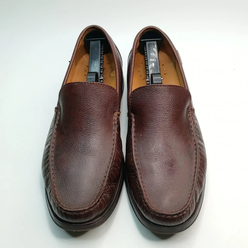 Mephisto Loafers Slip On Men Size 9.5 Brown Pebbled Leather Moc Toe Shoes